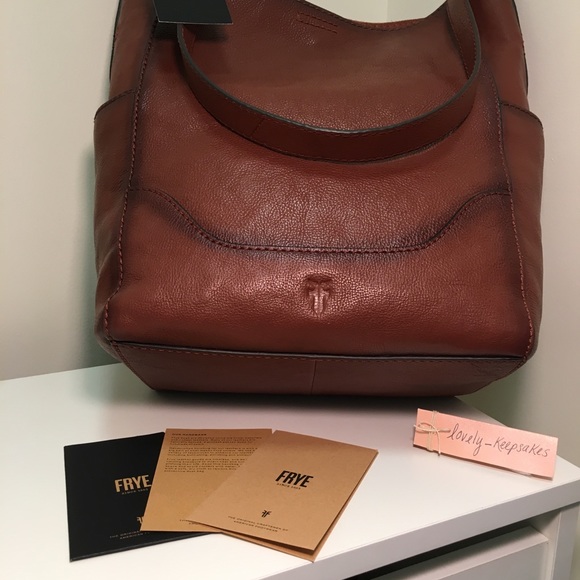 Frye Leather Side Pocket Hobo Cognac Bag - Picture 3 of 7